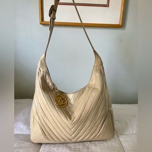 Vintage Chanel Lambskin Leather Chevron Shoulder Bag